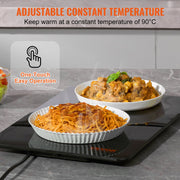 VEVOR Electric Warming Tray, Portable Tempered Glass Heating Tray, Perfect For Dinner, Catering, House, Parties, Events, Entertaining And Holiday, Black