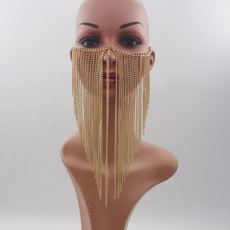 Aluminum Chain Tassel Face Mask Women