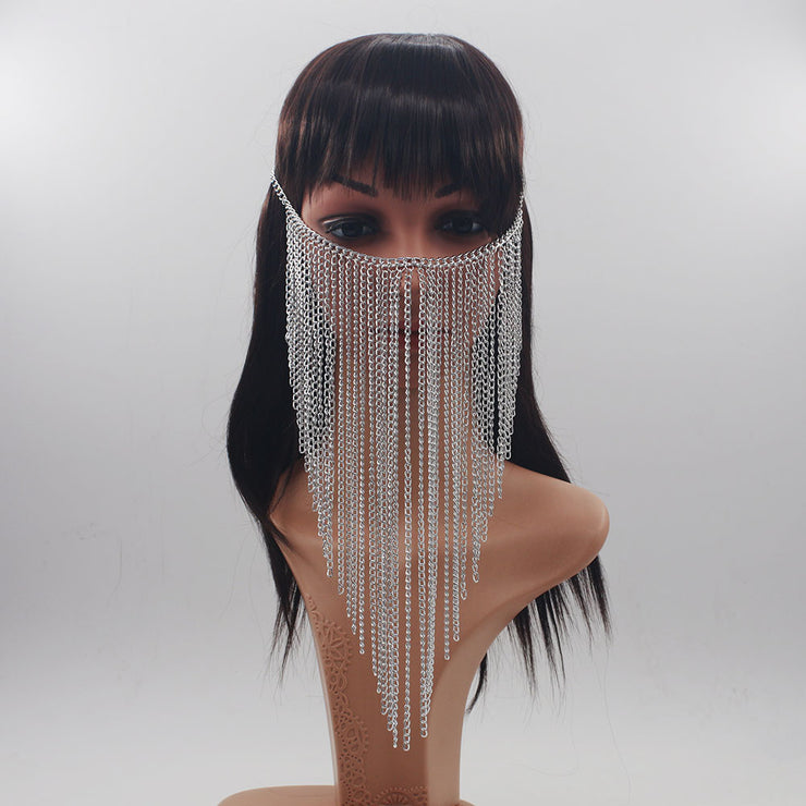 Aluminum Chain Tassel Face Mask Women