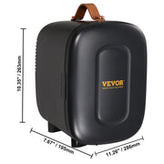 Vevor Mini Fridge, 4 Liter 6 Can Small Refrigerator For Beverage Skincare & Cosmetic, AC DC Cooler & Warmer, Mute Portable Tiny Fridge For Bedroom Office Dorm Desk Car Travel, ETL Certified, Black
