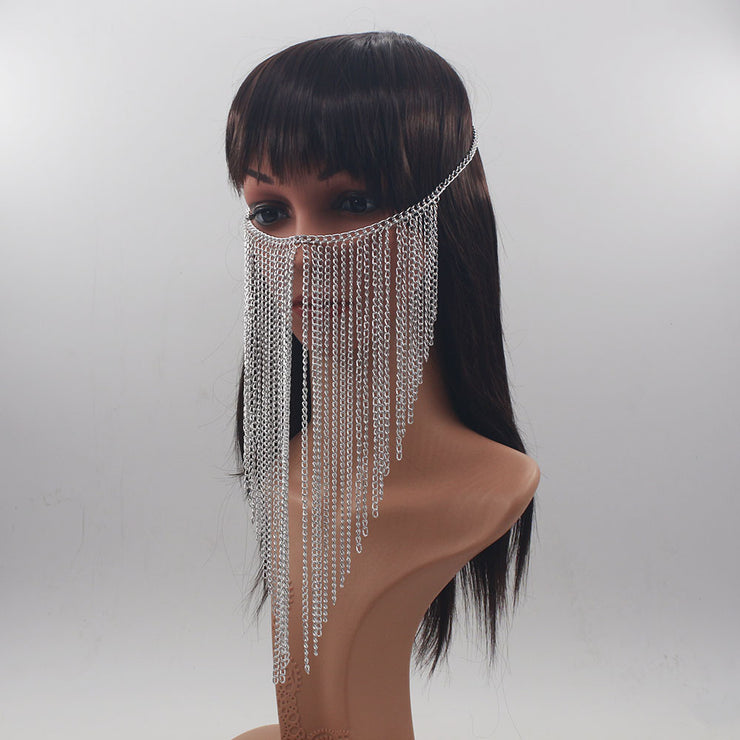 Aluminum Chain Tassel Face Mask Women